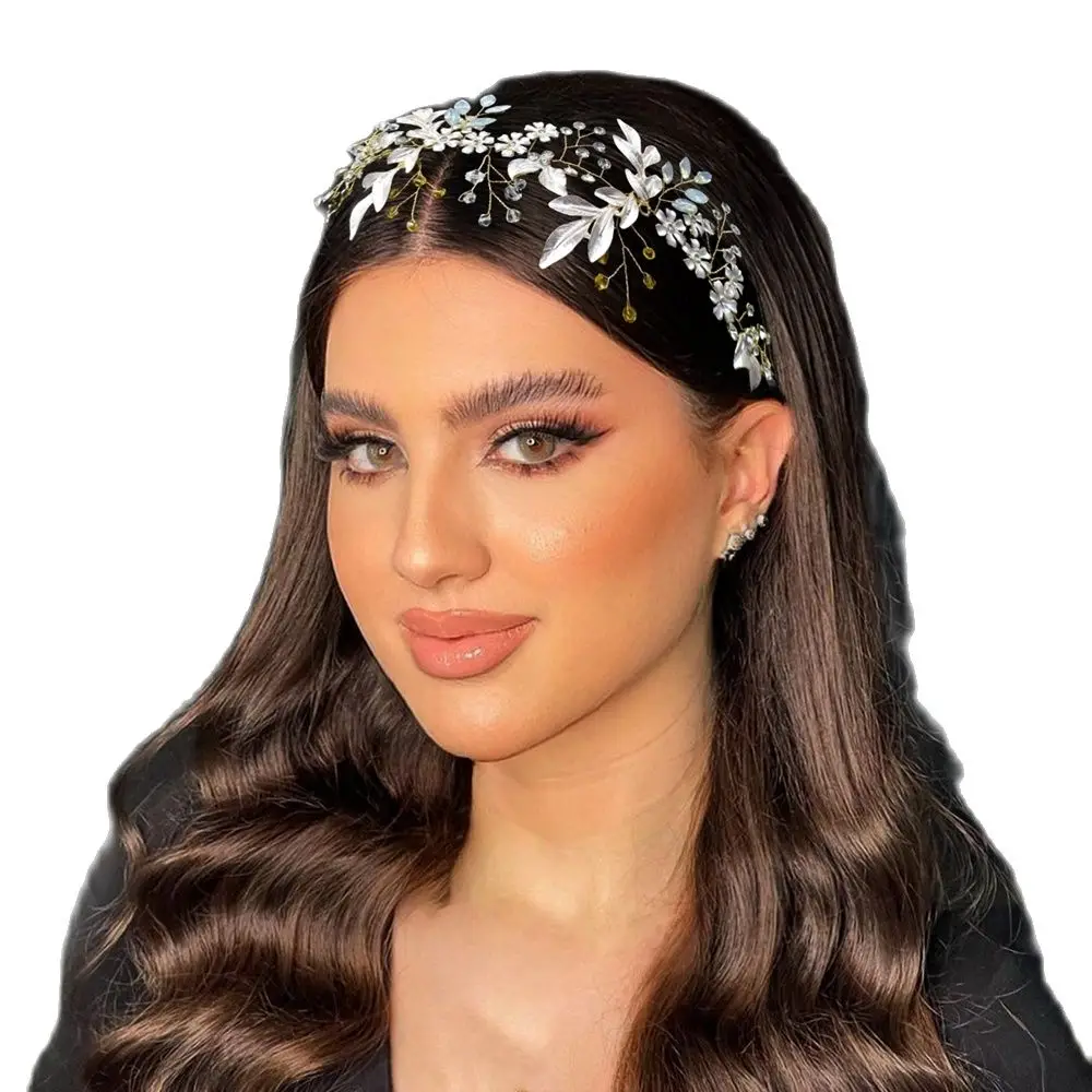 

A127 Elegant Wedding Hair Accessories Crystal Bridal Headband Party Hairband for Women Flower Jewelry Band Gift Ribbon Headpiece