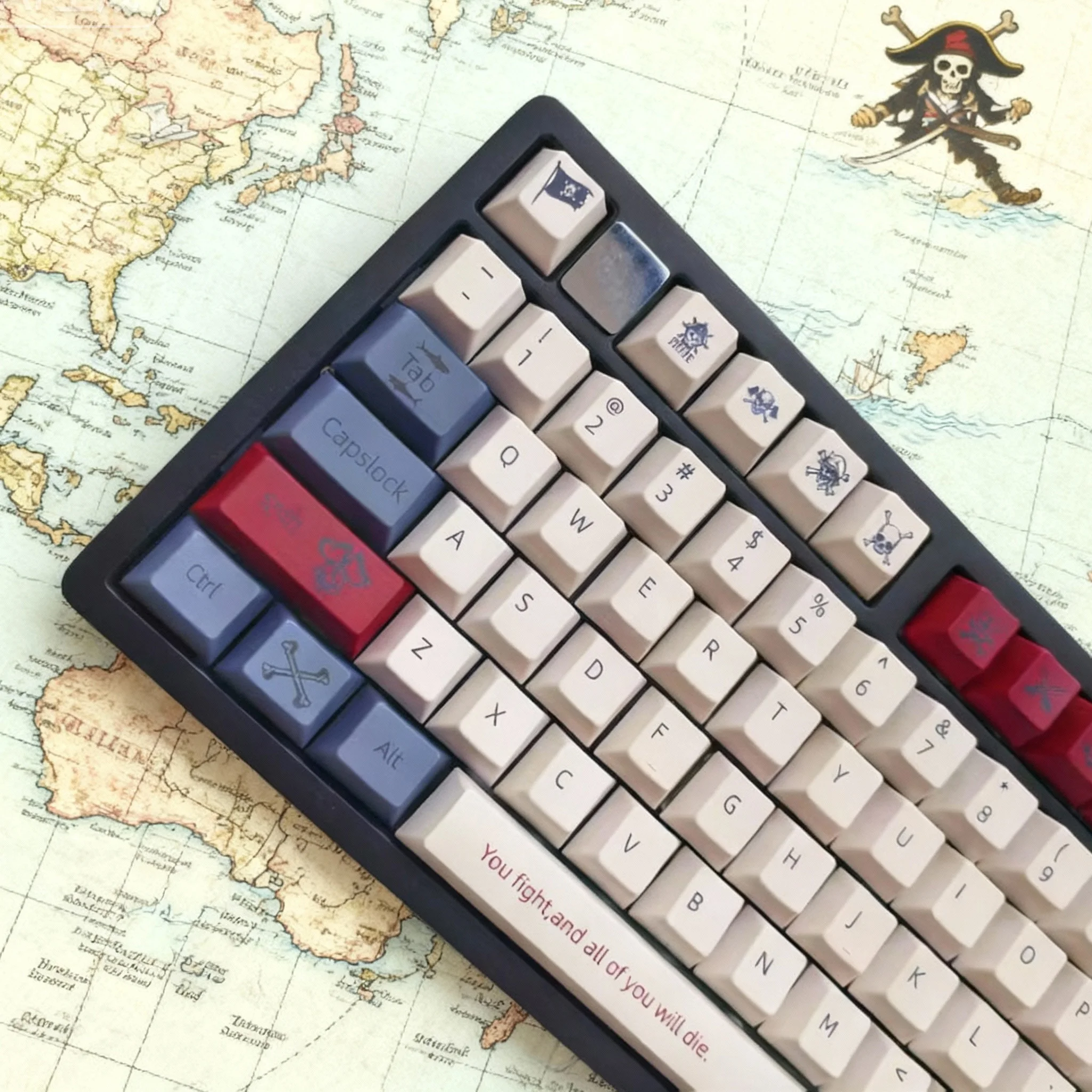 

130-клавишные колпачки для клавиш из ПБТ с пятисторонней сублимацией, OEM-профиль, колпачки для клавиатуры с пиратской тематикой для клавиатуры MX Switch