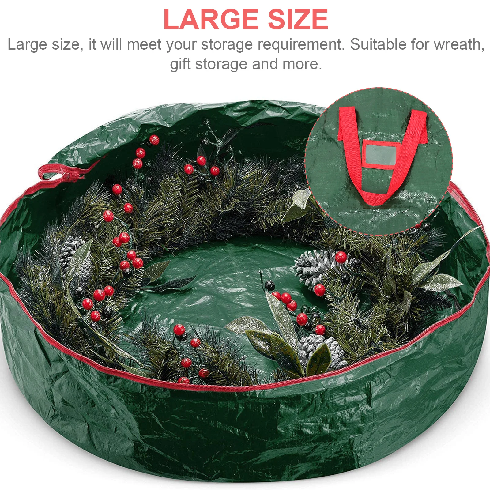 

Christmas Decoration Storage Bag Festival Wreath Holiday Large Round for Wreaths Torn-resistant Containers