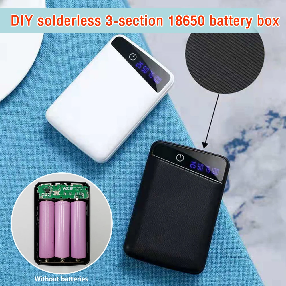 18650 Battery Power Bank Case with 3 USB Ports Free Welding DIY Battery Holder Storage Box Phone Charging Emergency No Soldering