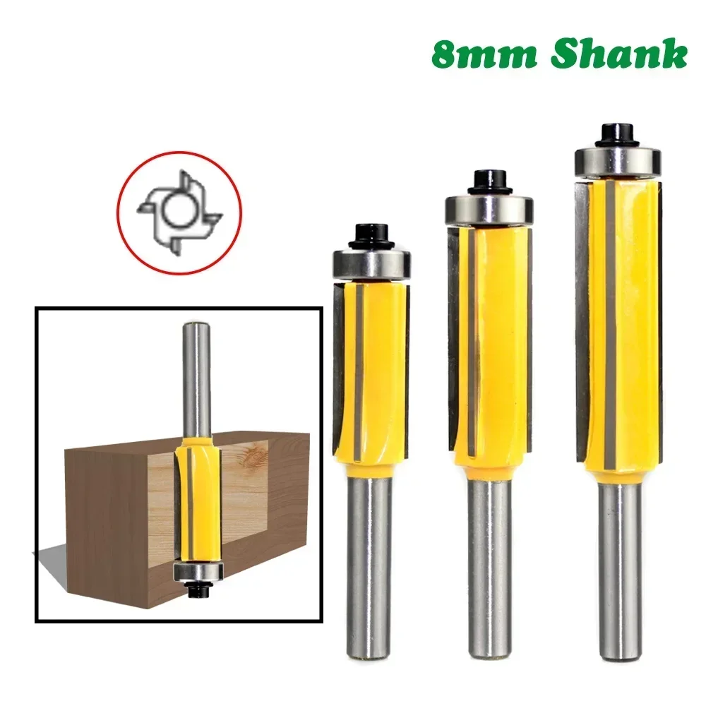 1pc 8mm Flush Trim bit Z4 Muster Router Bit Top & Bottom Lager Bits Fräser Für Holz holzbearbeitung Fräser