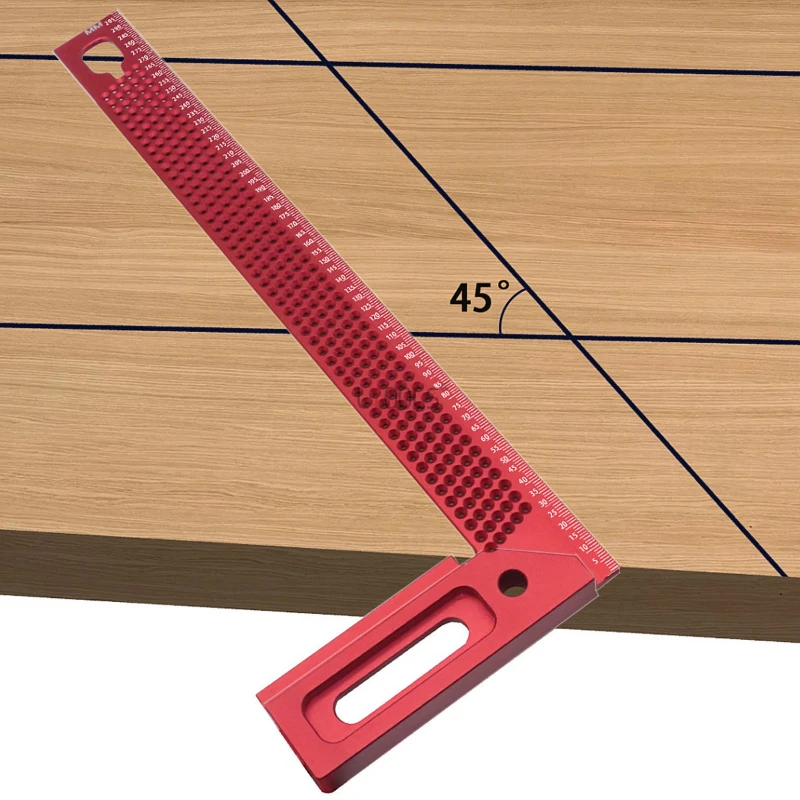 300mm Used for DIY Furniture Cabinets with Adjustable Depth Hole Template Tool Multifunctional Aluminum Angle Ruler
