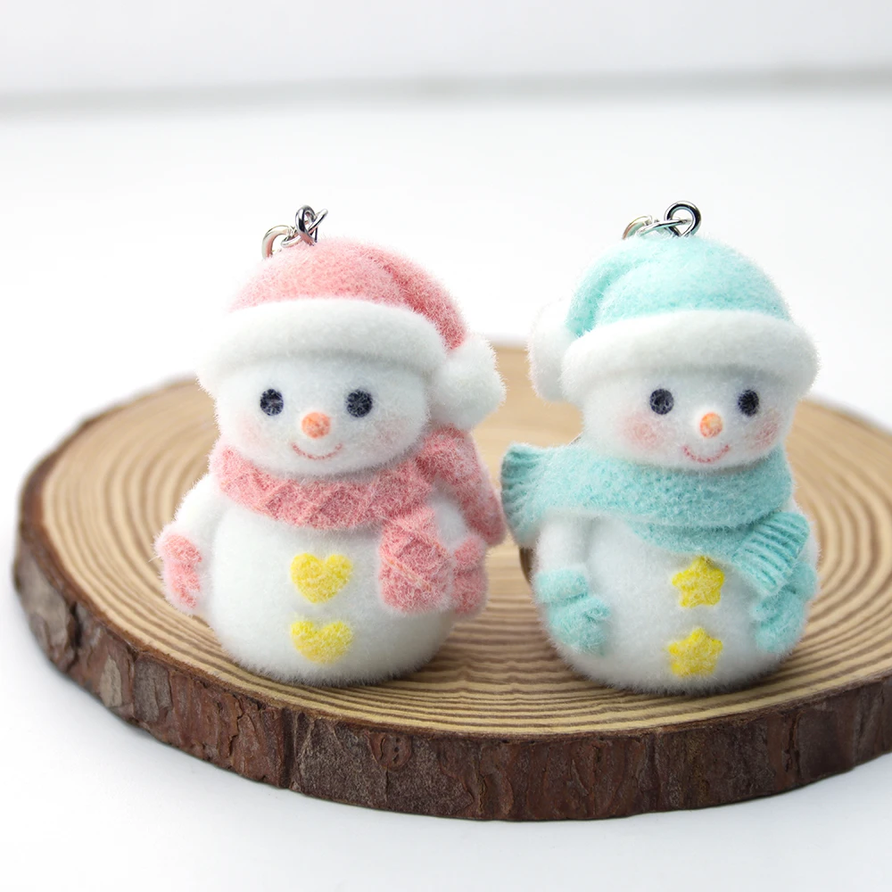 6PCS 3D Resin Flocking Christmas Snowman Charms Dolls Pendants for Earrings Keychain  Making DIY Jewelry Accessories Wholesale