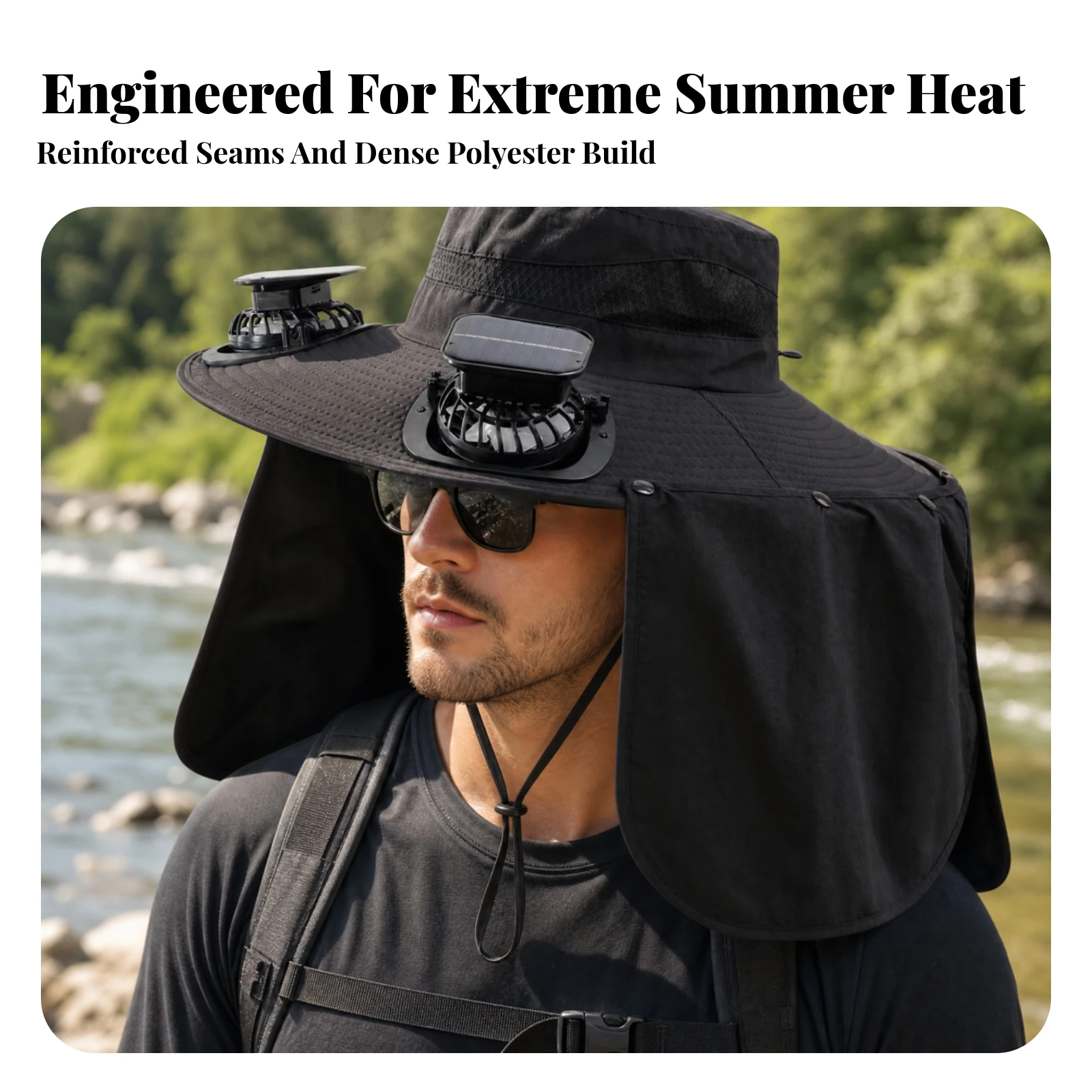 Fishing Hat with Fan Gender-Neutral Wide Brim Sun Hat with Fan Headwear Handsunrestricted Wireless for Anglers, Gardening