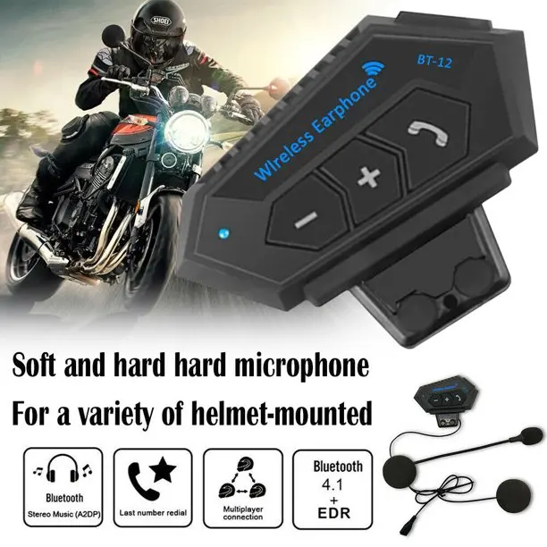 

Motorcycle Bluetooth 5.0 helmet headset Wireless Hands-free call Kit Waterproof Earphone Music Player,BT12