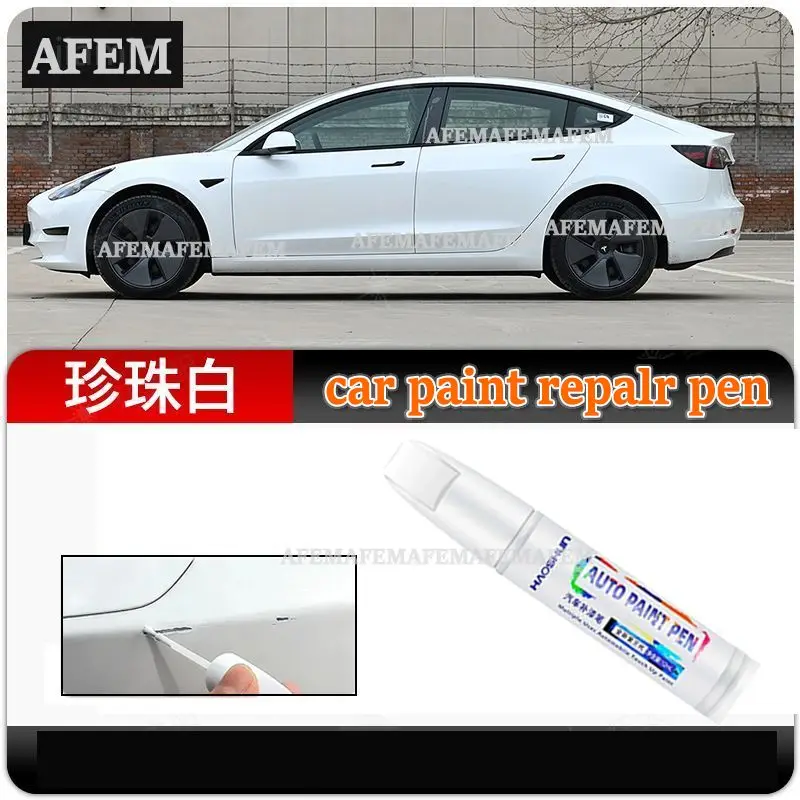 For Tesla MODEL-3 Automotive Touchup Pen Scratch Repair Tool Pearl White Car Paint Pen For Car Scratches