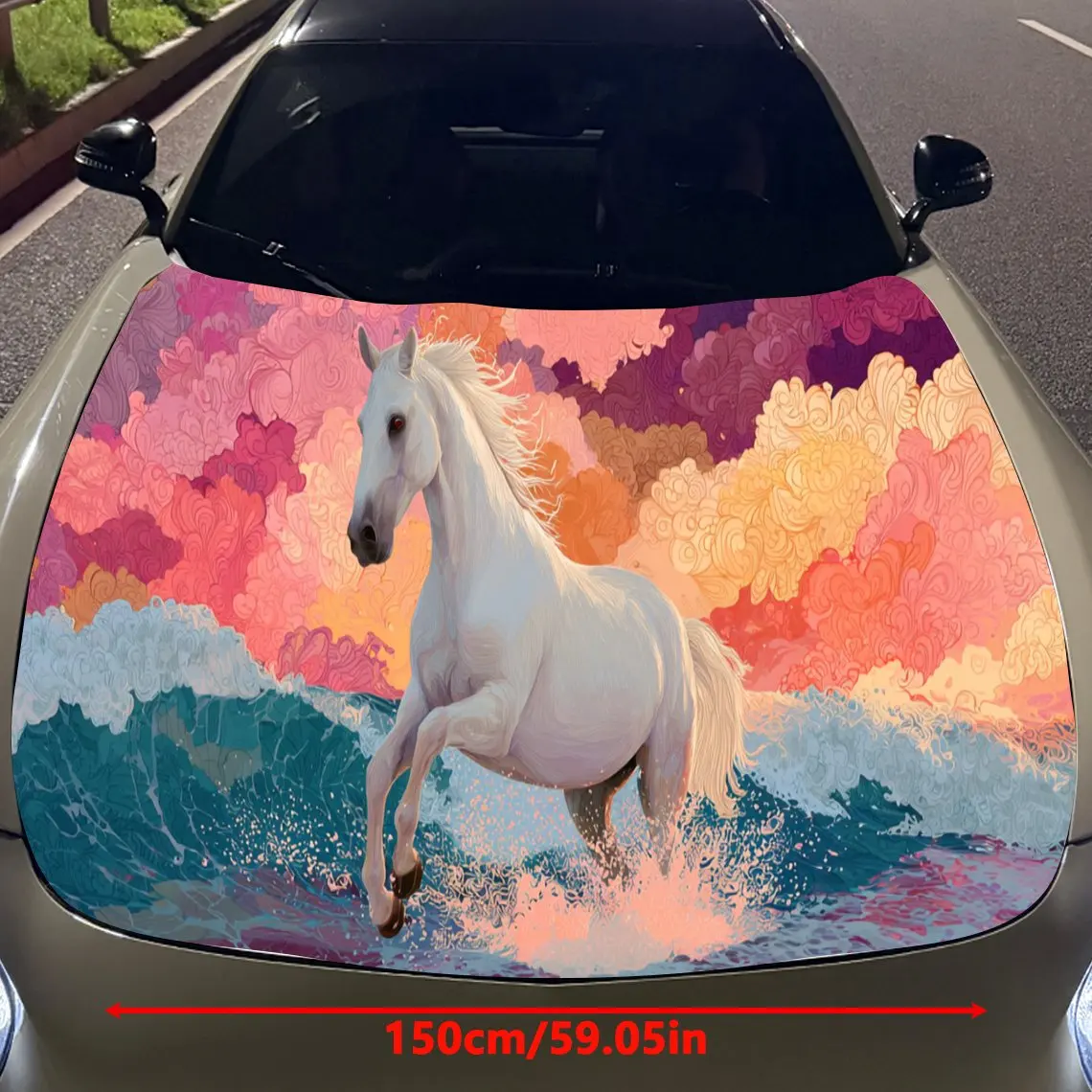 Rainbow - Colored Car Hood Stickers - Self-Adhesive, Waterproof and Durable Vinyl Wrap, Decorate And Protect Your Car, Fit For A