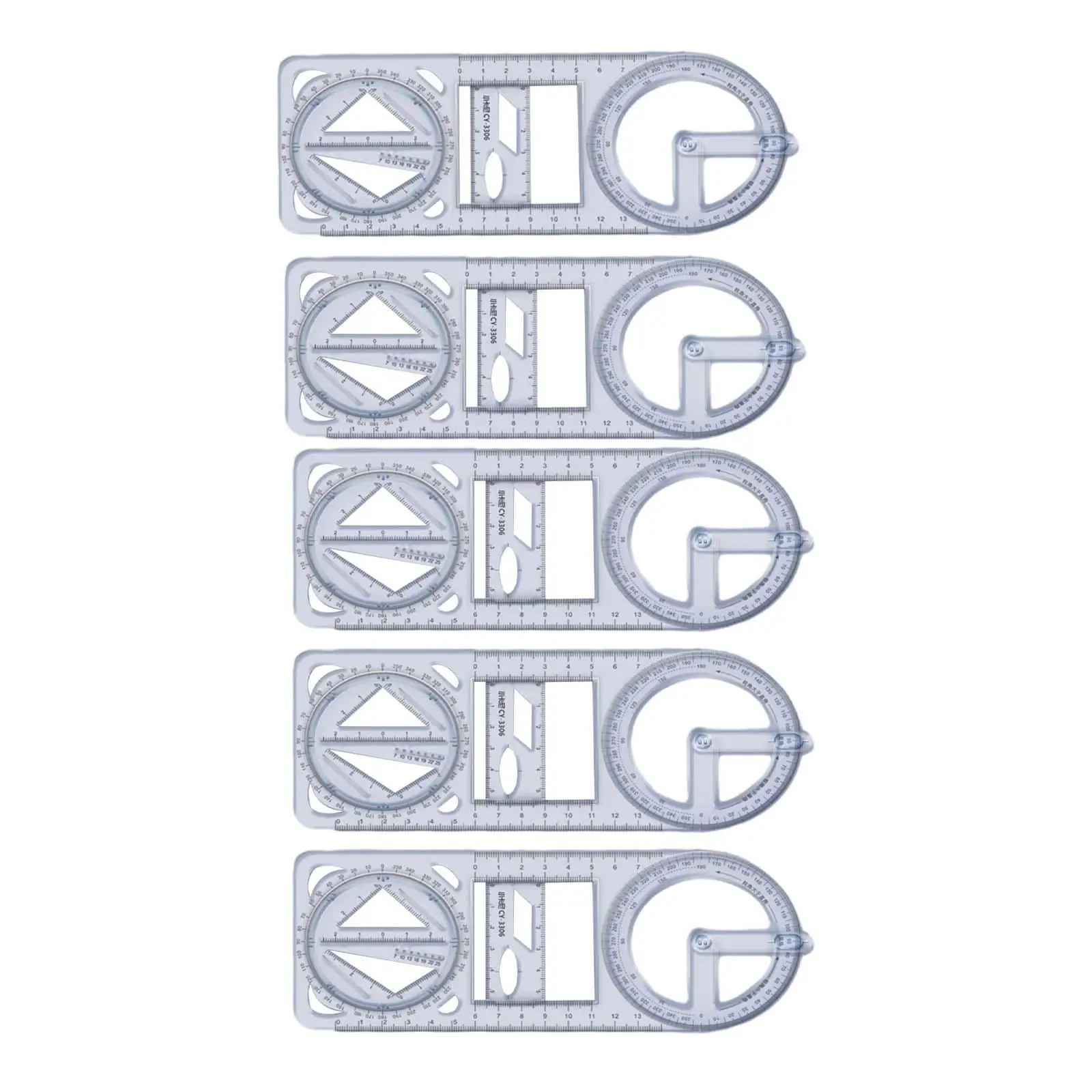 مسطرة هندسية محمولة لفنانين المكاتب ، قالب رسم ، صانع نمط ، 5 قطعة