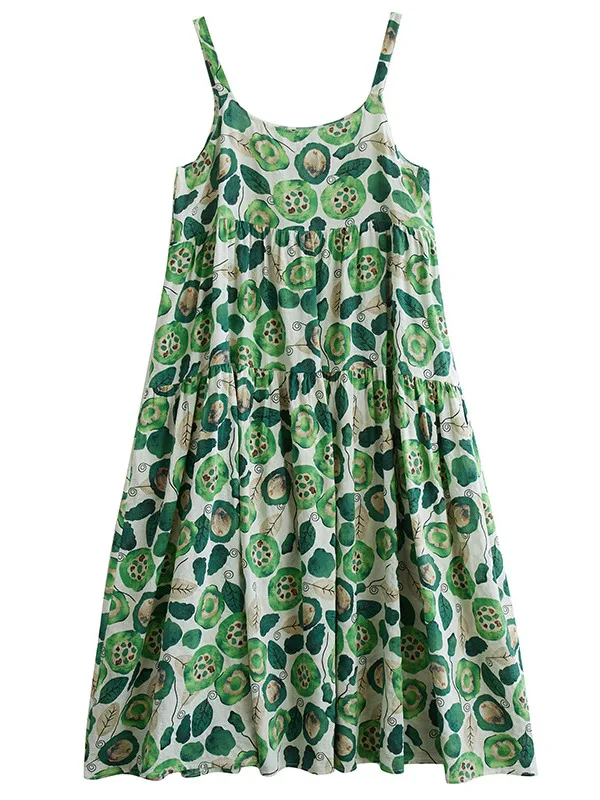 Vestido longo maxi de aodão e linho com estampa floral verde, saia godê soltinha e emaecedora, sem alças, para o verão e ...
