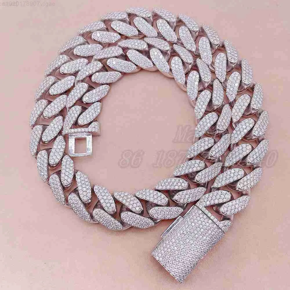 

18mm Width 925 Silver Vvs Moissanite Custom Diamond Pendant Necklace Luxury Cuban Link for Men Icedout Hip Hop Cuban Jewelry