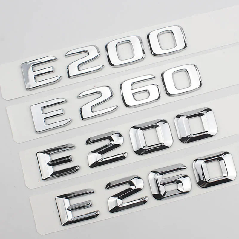 3D ABS Chrome Silver Letters For Car Stickers E200 E220 E260 E270 E300 E320 W212 W213 Trunk Emblem Logo Badge Accessories