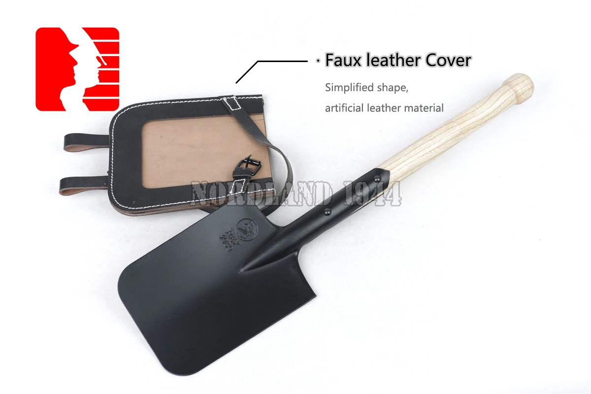 Reproduction Cosplay German Flat Shovel Entrenching Tools and Artificial Leather Cover Carrier Nordland 1944