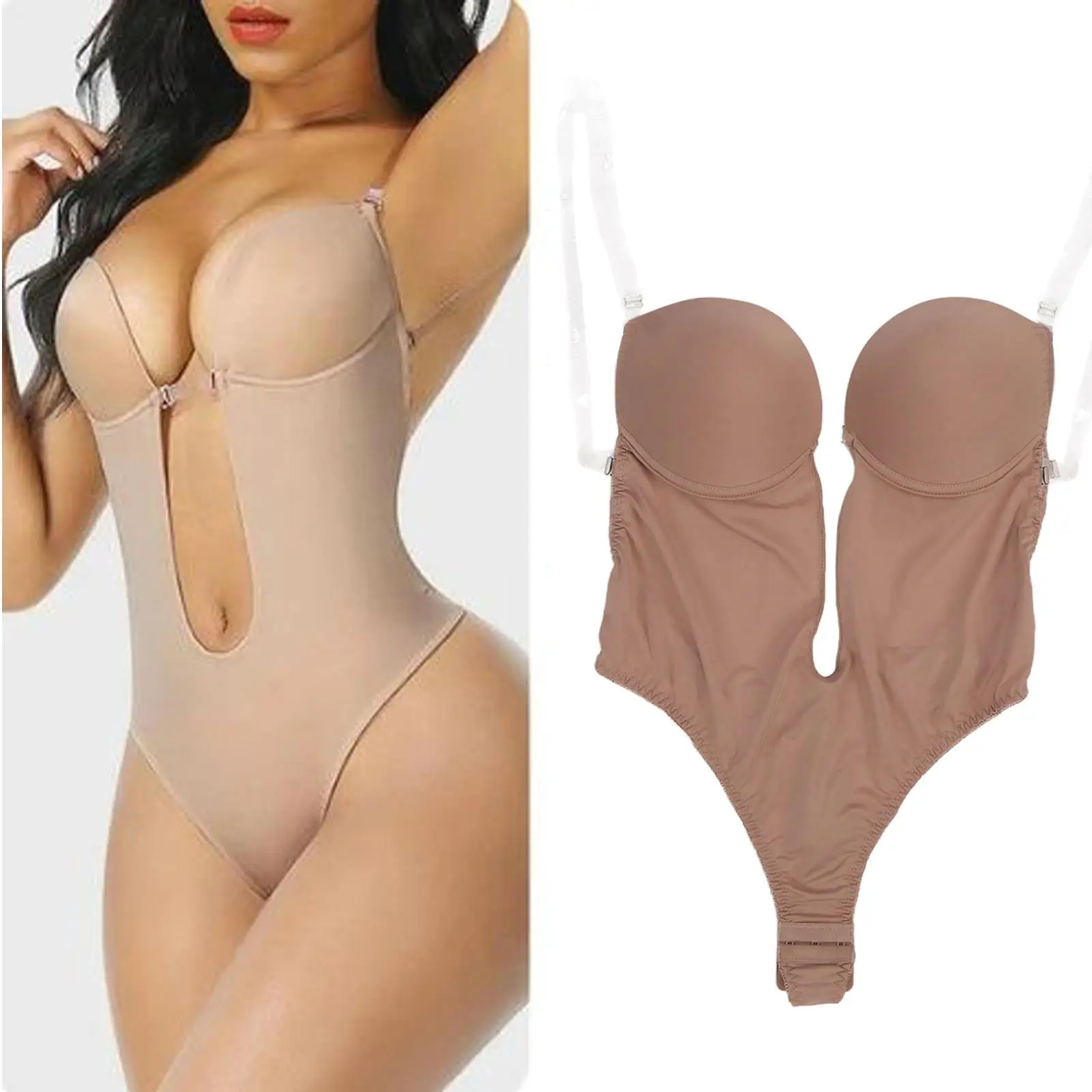 Body Sexy con espalda descubierta y escote en V profundo, lencería de una pieza, ligera, encantadora, fácil de combinar y elástica