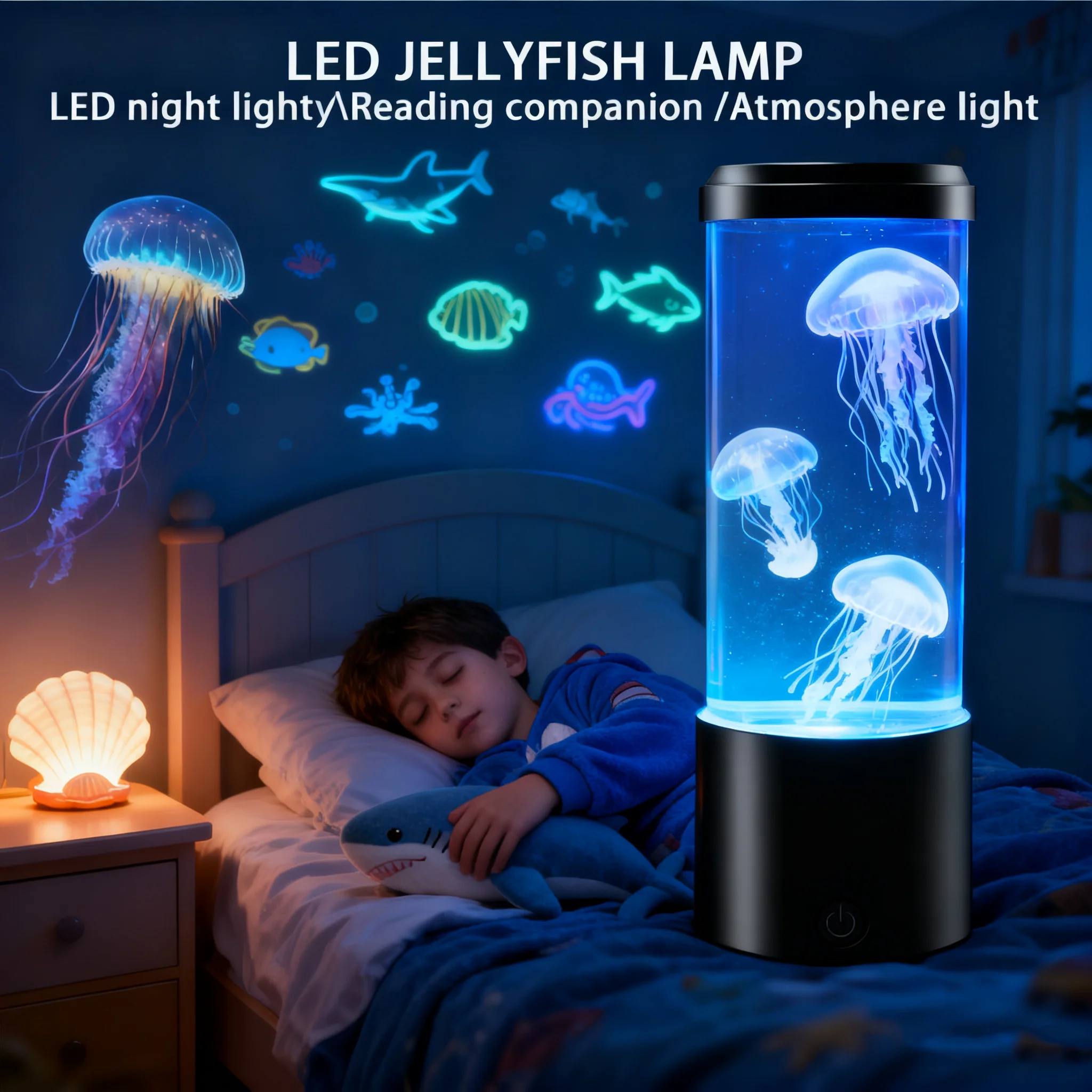 حوض السمك ضوء مع جهاز التحكم عن بعد 12 ألوان LED قنديل البحر مصباح أضواء الديكور المنزل أضواء الغلاف الجوي مستلزمات الحيوانات الأليفة المنزلية