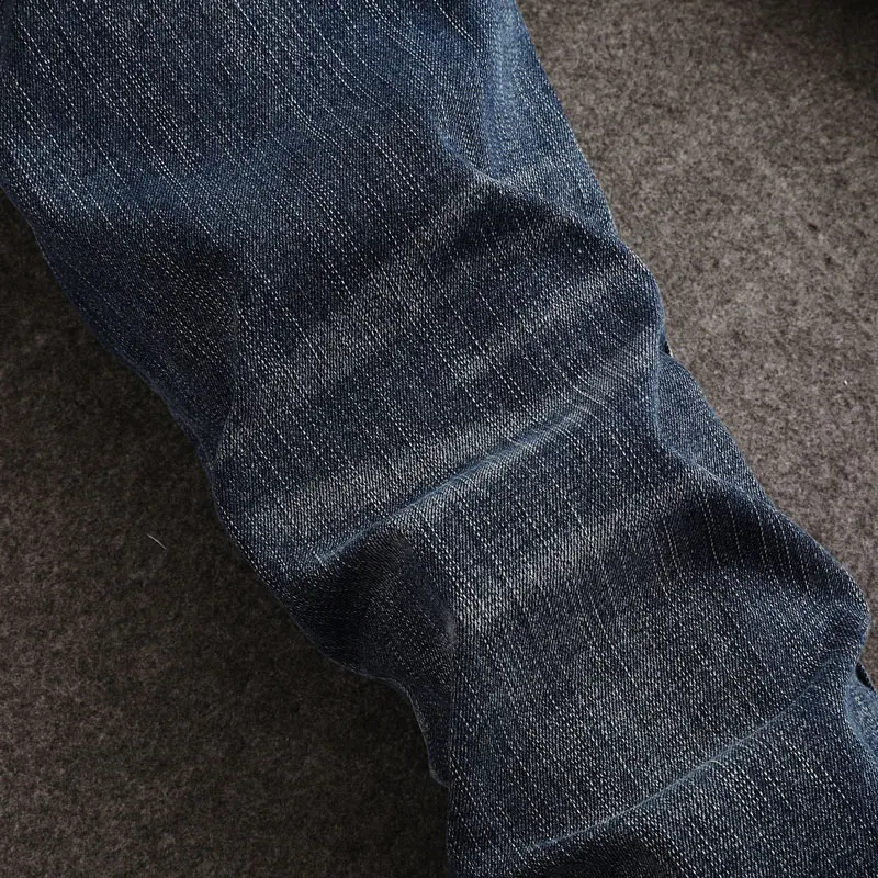 Fashion Designer Men Jeans High Quality Retro Washed Blue Stretch Slim Fit Ripped Jeans Men Y2K Embroidery Vintage Denim Pants