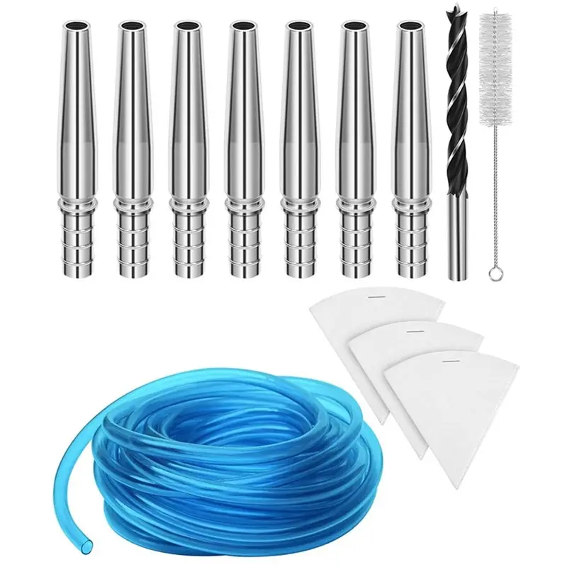 

A53Q-Stainless Steel Taps And Accessories Included In 13-Piece Maple Syrup Tapping Kit Comprehensive