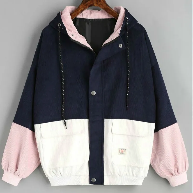 SUSOLA Corduroy Button Jacket Korean Design Hooded Coat Autumn Women's Jacket Female Harajuku Clothes Jackets Coats Befree