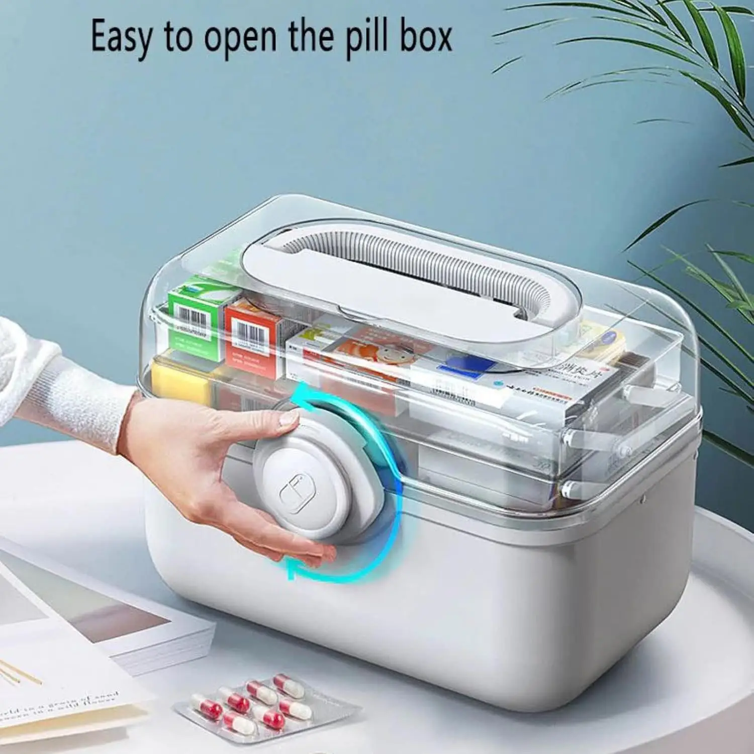 3 Layer Folding Large Capacity Medicine Storage Box With Transparent Lid Portable Home Emergency Medical Kit Family Travel Use