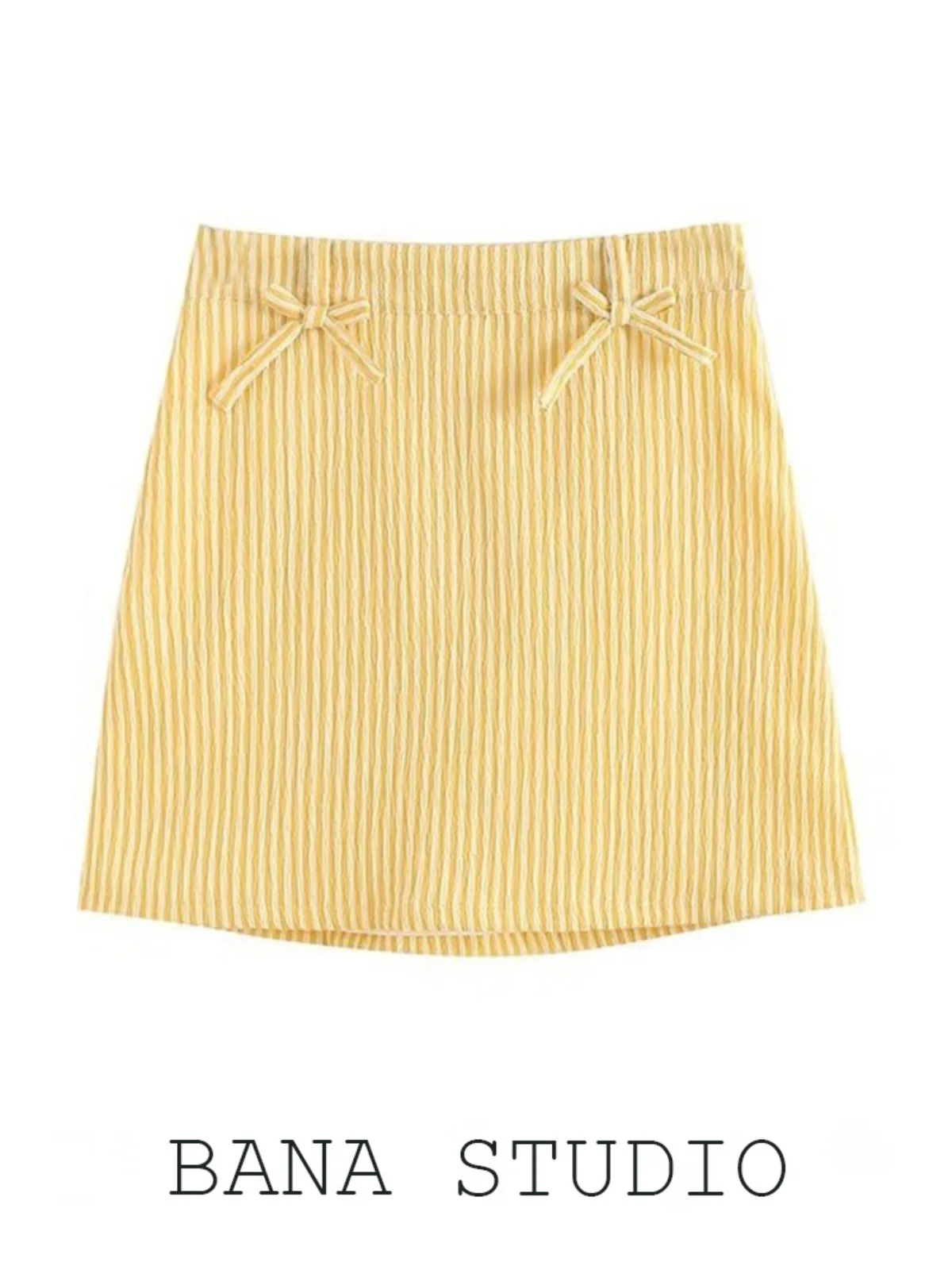 

Юбка трапециевидной формы с высокой талией BANA, желтая юбка-бабочка Dopane в вертикальную полоску, женская частичная юбка, милая полосатая юбка