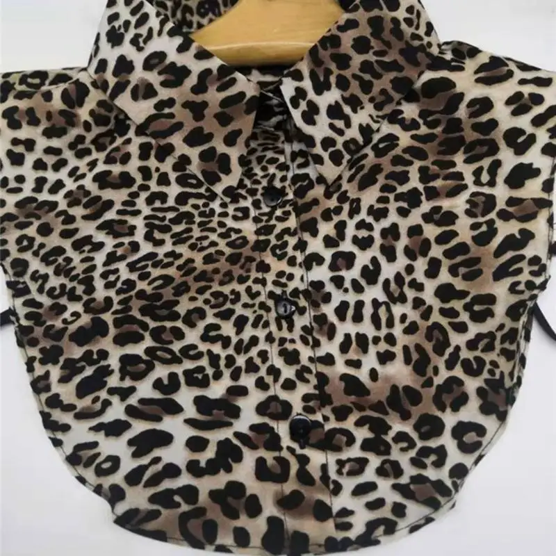 39BB Fashion Blouse Women Leopard Snakeskin in nửa áo cổ áo giả có thể tháo rời