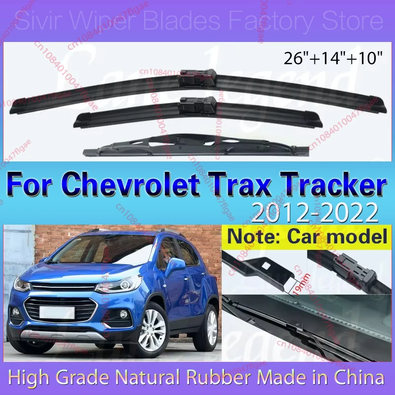 

For Chevrolet Trax Tracker 2012 - 2022 Car Front Rear Wiper Blades Windshield Windscreen Window Brush 26"14"10" Car Accessories