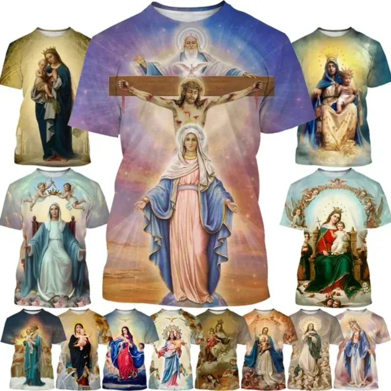 

New Virgin Mary 3D Print T-shirt for Unisex Summer Casual Women Clothing Oversized T Shirt Vintage Harajuku Streetwear Tops Tees