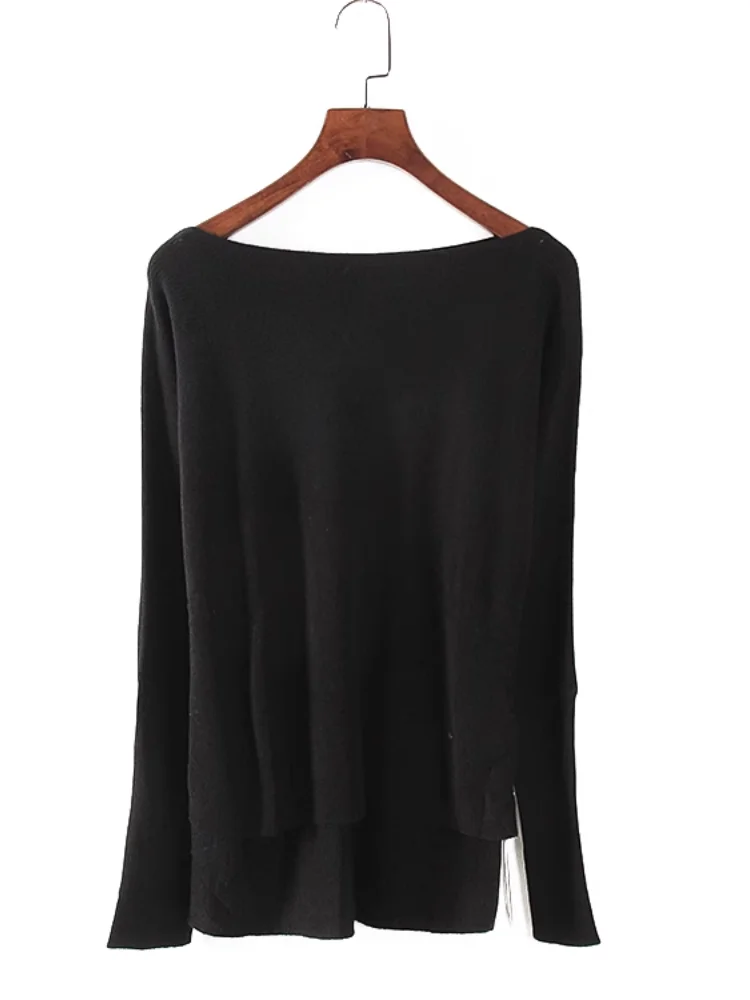 

Loose Knitted Wool Sweater One-oulder Overhead New Autumn Women's Faion Commute Sle Pure Color Long Sve Regular Fit