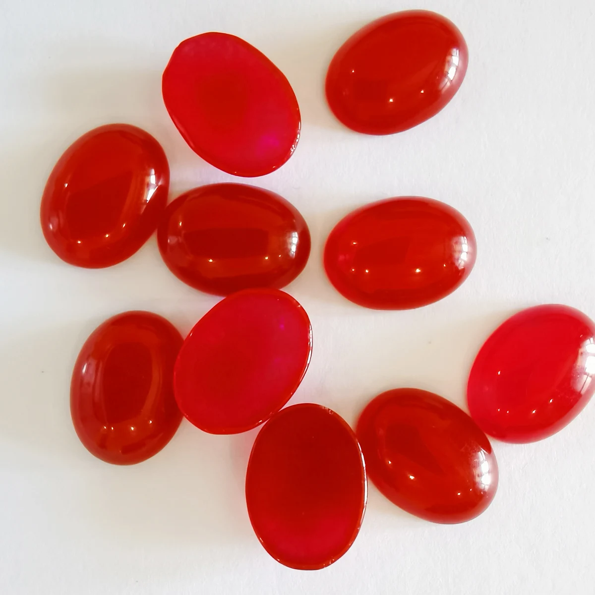 16x12MM Natural Red Jade Stone Beads GEM Oval CAB Cabochon Jewelry Making 10PCS H389