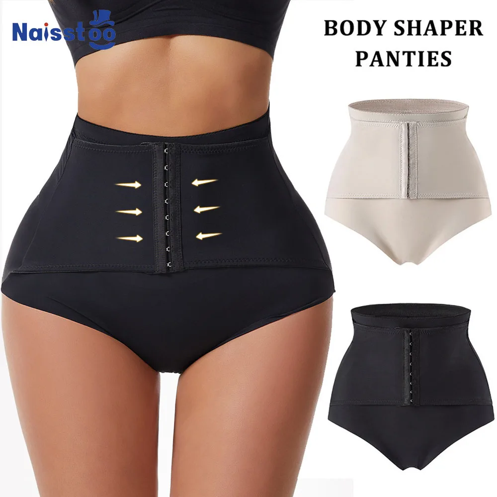 Women Mid Waist Body Shaper Panties Adjustable 3 Rows Hook Strong Compression Waist Tummy Control Body Shaper Shorts