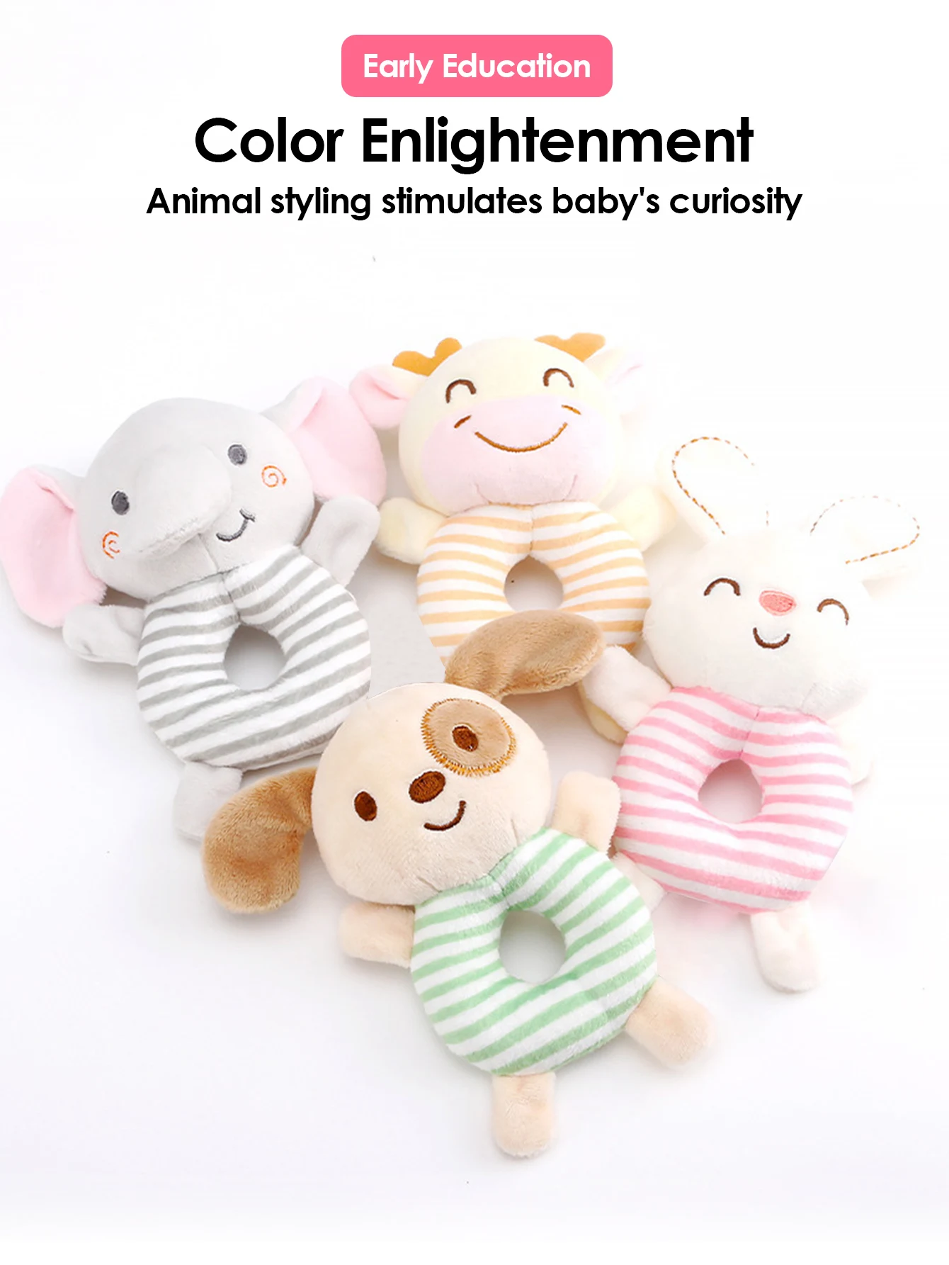 1 pz giocattoli per bambini 6 12 mesi sonaglio infantile giocattoli animali peluche infantile anello a mano letto giocattoli per neonato bambino precoce giocattolo educativo