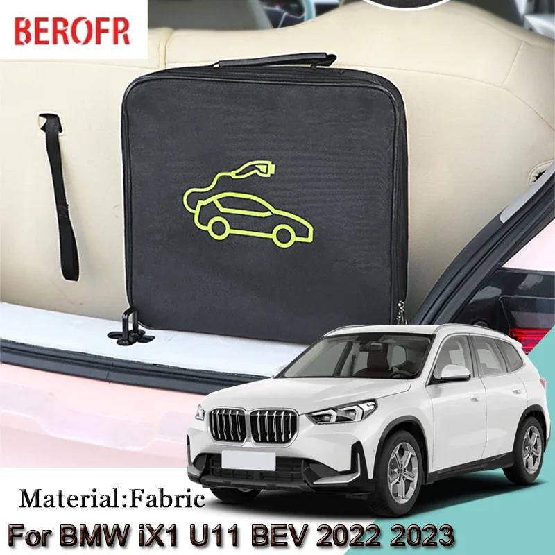 

Сумка для хранения автомобильного зарядного кабеля EV для BMW iX1 U11 BEV 2022 2023, вилки для зарядного устройства, розетки, водонепроницаемый огнезащитный аксессуар