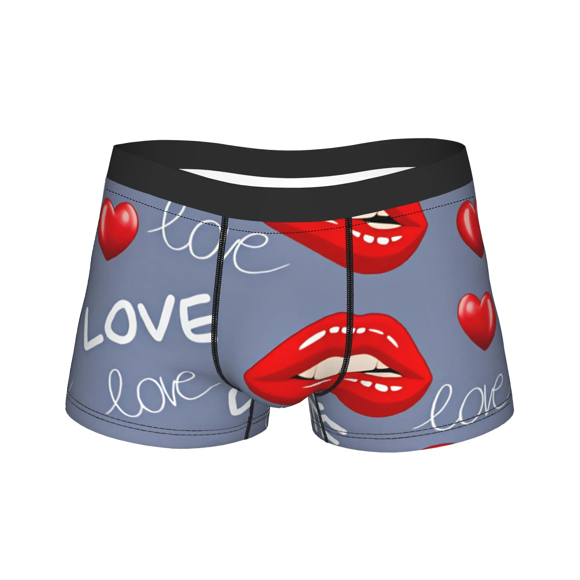 Ropa interior masculina con estampado de labios de corazón y flamencos, bóxers suaves de moda, calzoncillos cortos de talla grande, ¡gran oferta!