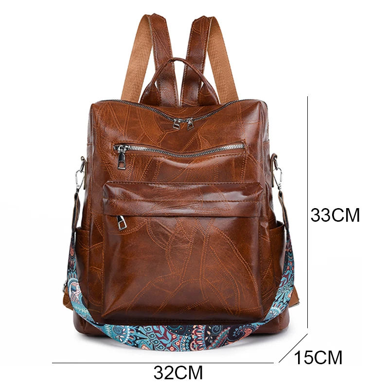 High Quality Soft Leather Backpacks Purses for Women Casual Daypack Vintage Bagpack School Bags for Teen Girls Mochilas Rucksack