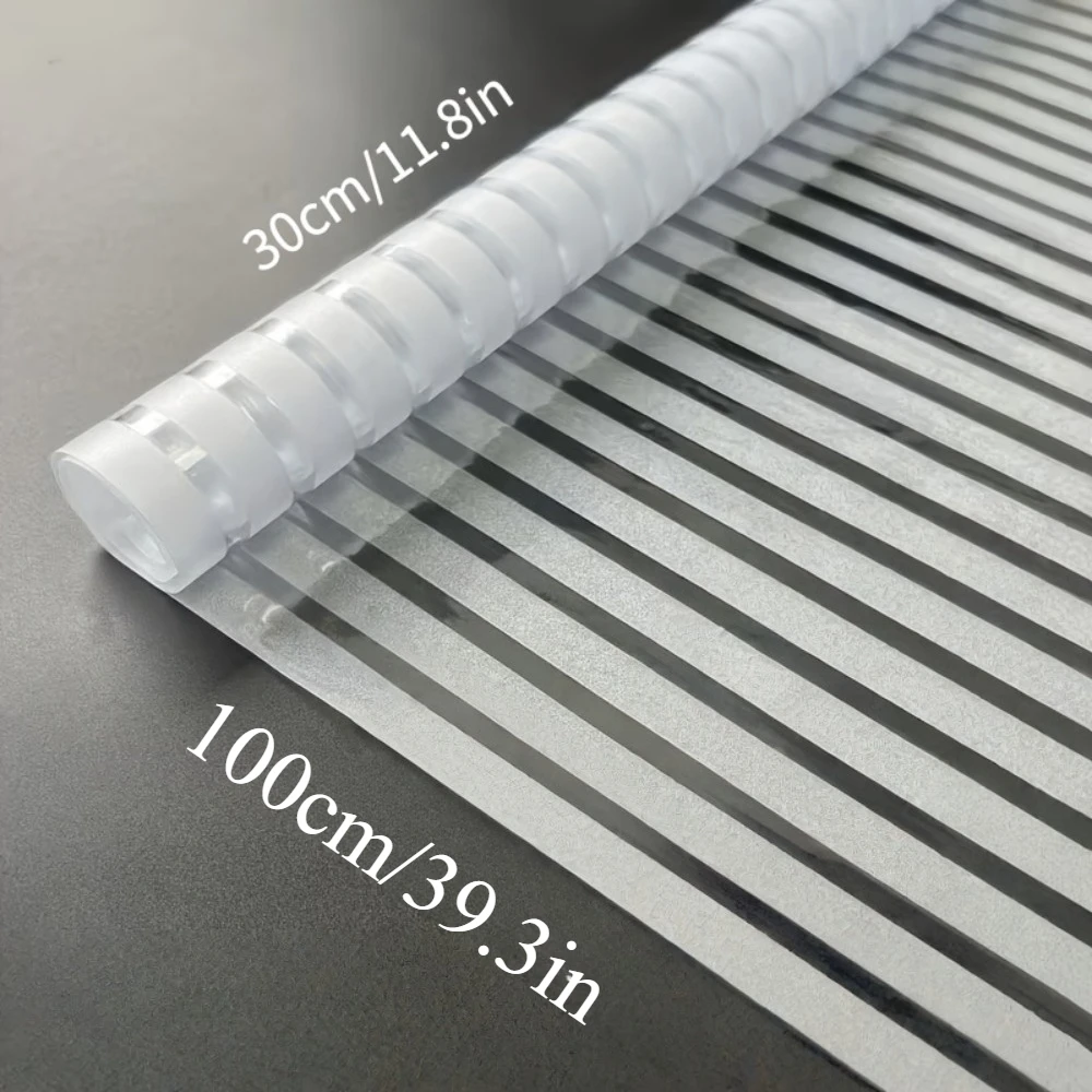 Striped Frosted Privacy Window Film Thickened Static Cling Removable Non Adhesive for Living Room Bathroom Office Glass Door