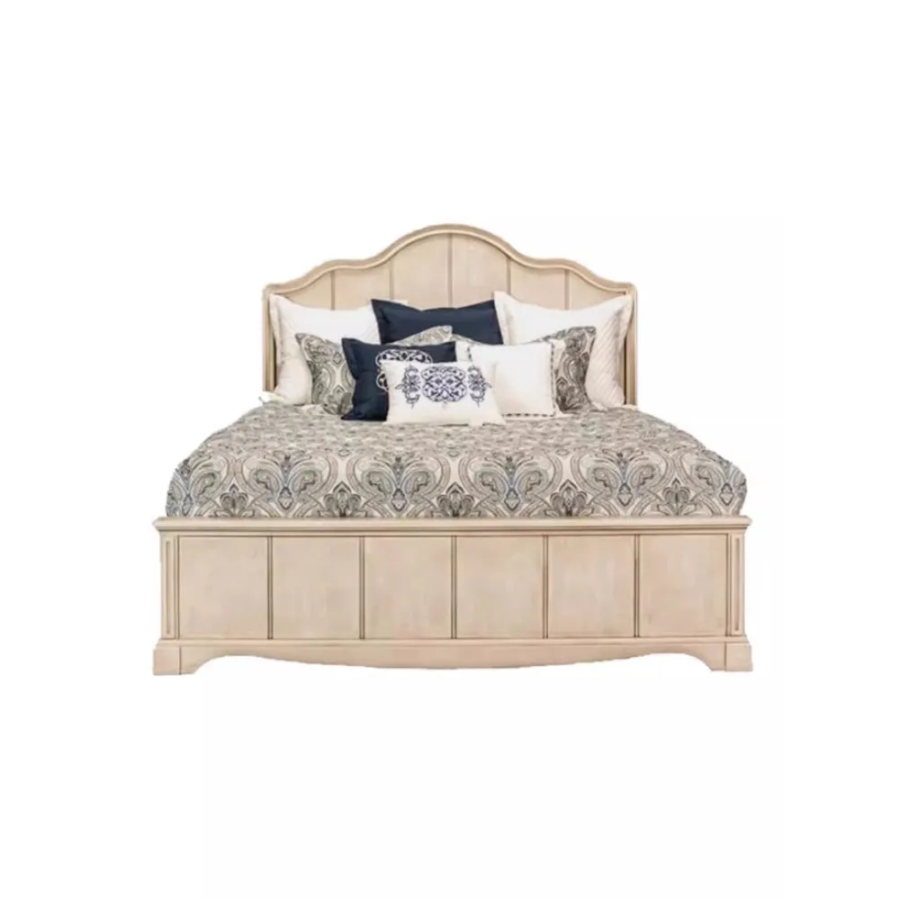 

Double bed simple modern solid wood bed board bed
