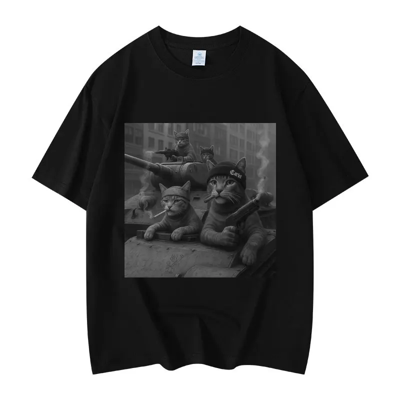 

Funny Cat Gang Meme Graphic T Shirts High Street Fashion Trend Vintage T-shirt Men's Women's Casual Cotton Short Sleeve T-shirt