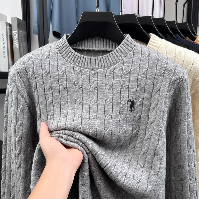 Hochwertige Casual Rundhalspullover Herren Herbst Winter neue Persönlichkeit Zipper Design Luxusmarke Golf Pony Stickerei Mode Stricken Sweater – Detail 23