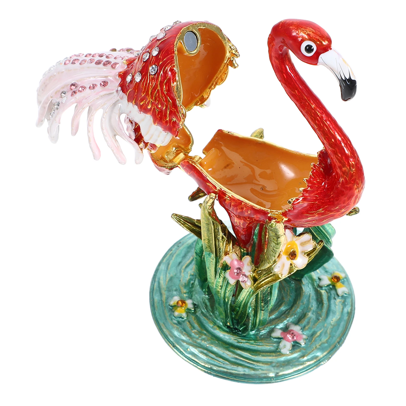

Flamingo Jewelry Desk Accessories Bird Statue Flamingos Decor Figurine Office Vintage Decor Storage ganizer Home Supplies