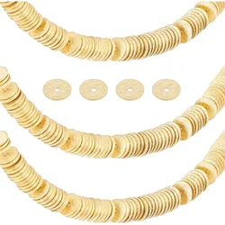 300pcs Heishi Disc Beads 6mm Brass Loose Beads Golden Rondelle Spacer Beads Long-Lasting Beads Round Jewelry Beads for Necklace