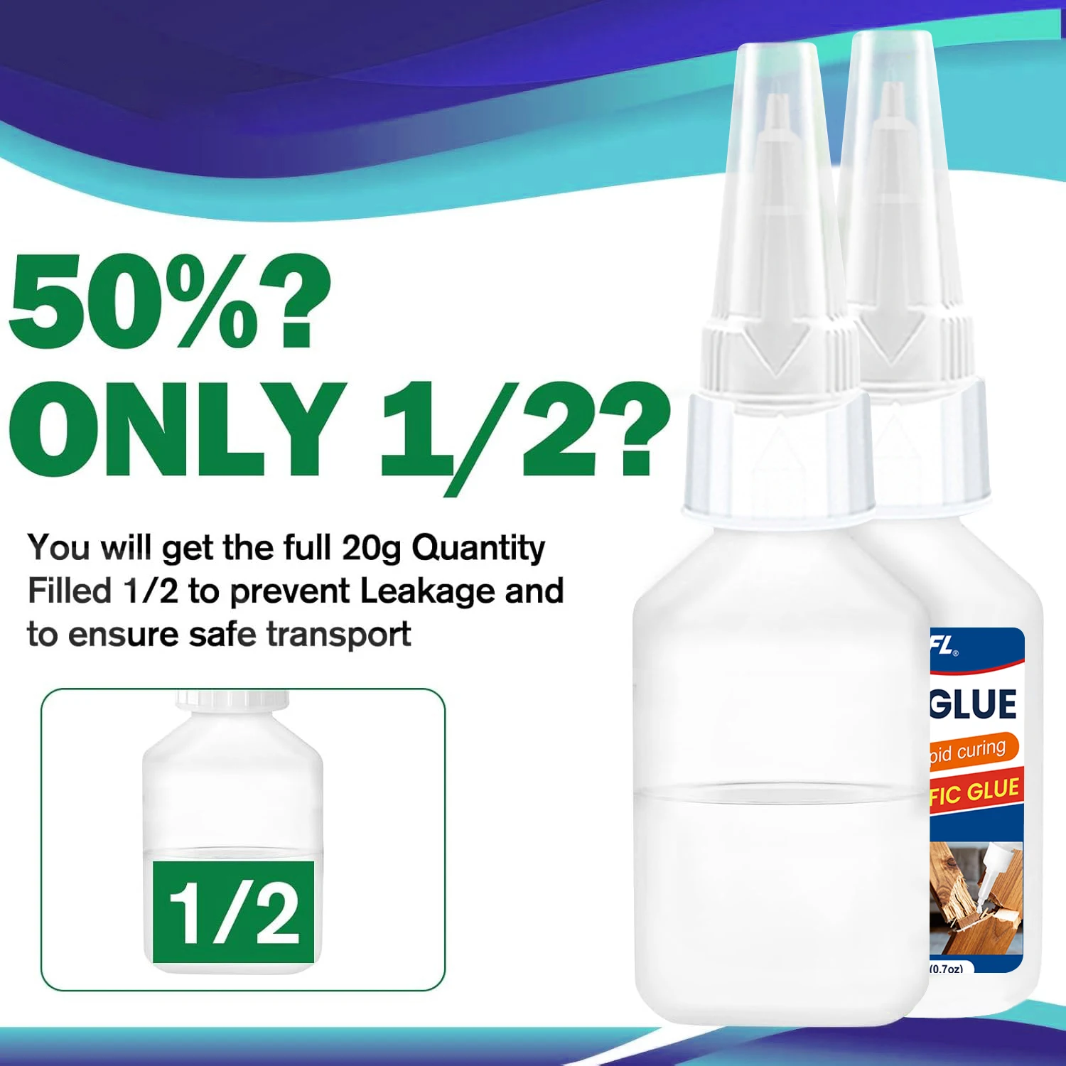 20g adhesivo transparente para la reparación de muebles - adhesivo súper instantáneo, pegamento pesado, adecuado para proyectos de madera de bricolaje