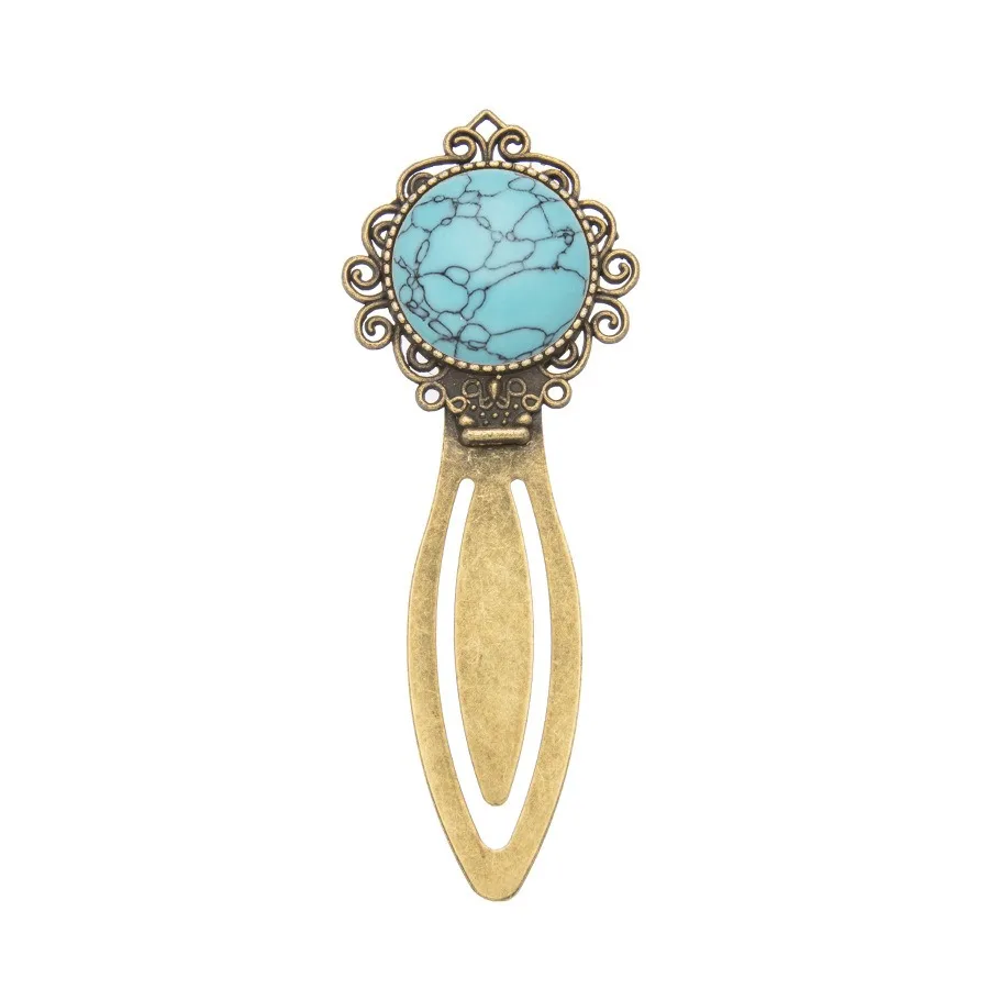 Vintage Bronze Bookmark Exquisite Inlaid Gemstone Book Mark Reading Book Clip Book Page Pagination Marker School Office Supplies view 6