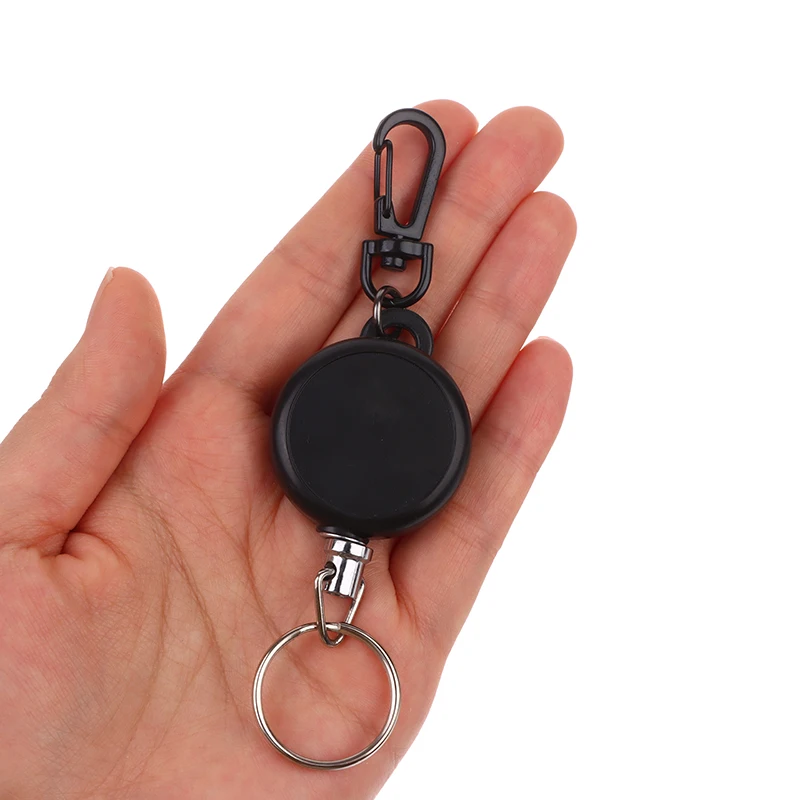 Elastic Steel Wire Pull Keychain Tag Card Holder Recoil Belt Metal Badge Retractable Reel ID Badge Holder Anti Lost Keyrings