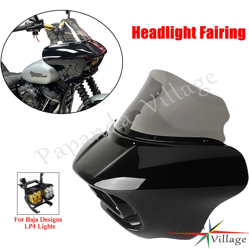 

Передний обтекатель в виде акулы для мотоцикла, обтекатель ветрового щита для Baja LP4, светодиодный фонарь для Harley Softail Low Rider FXLR 18-20