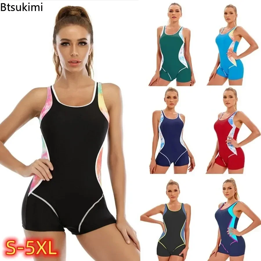 Traje de baño de una pieza de talla grande 4XL 5XL, Monokinis deportivos para mujer, ropa de baño deportiva con espalda abierta para Fitness, trajes