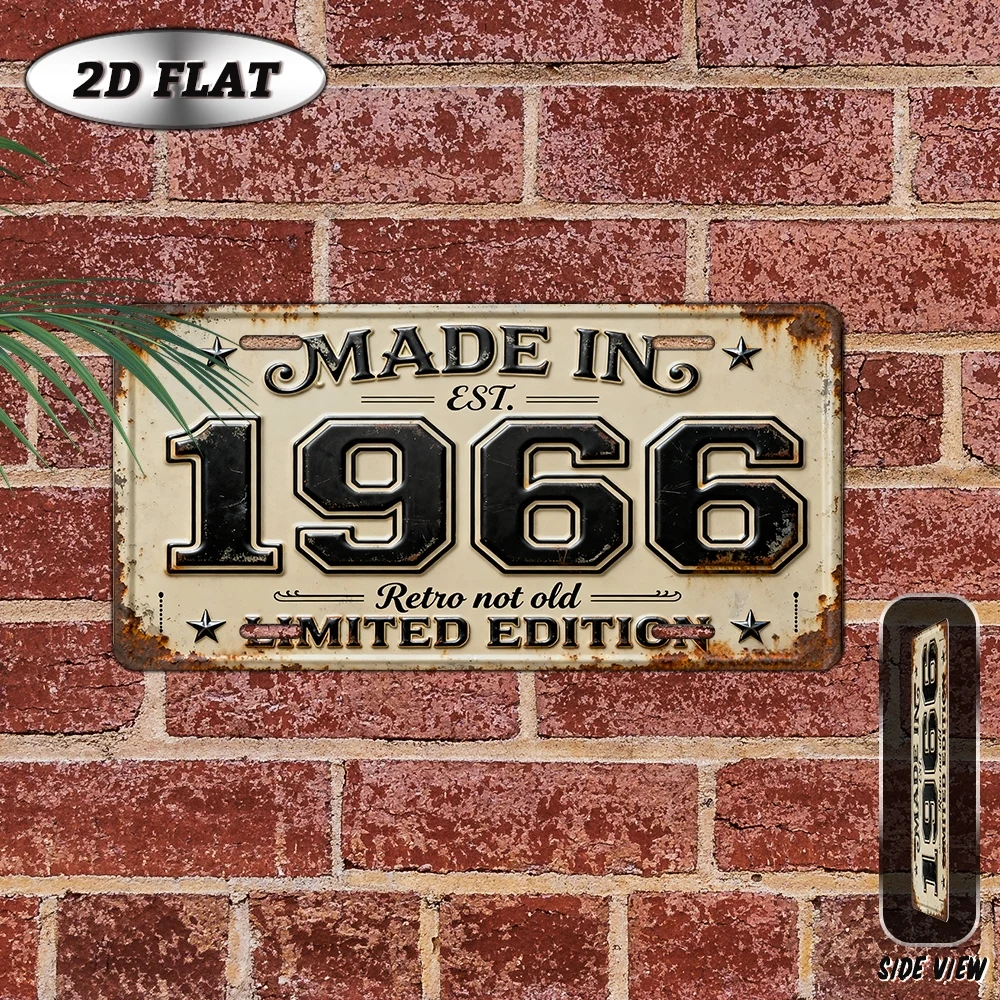 1 Stück 2D Flaches Vintage 1966 Ganzjahres-Metall-Wandschild Retro Aluminium-Plakette Ideal für Männerhöhle Veranda Terrasse und Garten Perfektes Geschenk