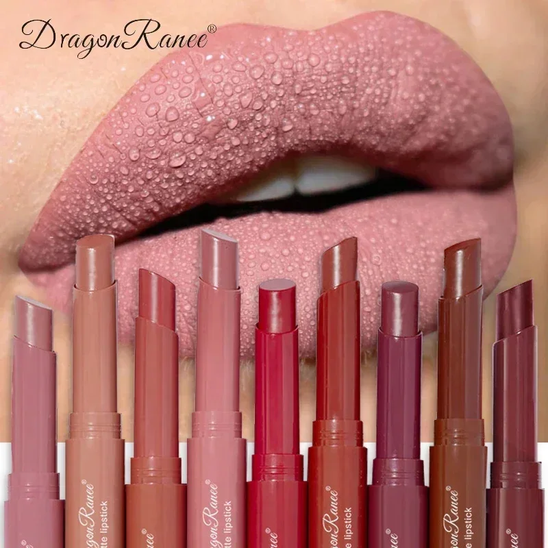 12 Colors Matte Lipstick Pen Nude Pink Matte Solid Gloss Waterproof Long Lasting Pencil Lip Liner Dark Red Tinted Balm Makeup