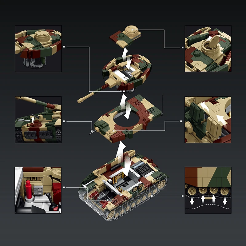 DIY MOC Military Army Main Panzer IV H Heavy Tank Battle Soldier Building Blocks Bricks Set For Adult Gifts Armored Vehicle view 2