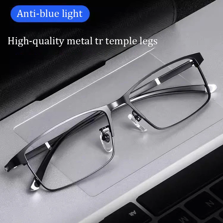 High Quality Metal Frame TR Lens Legs Reading Glasses Men Business High Definition Comfortable Blue Light Protection Prescriptio