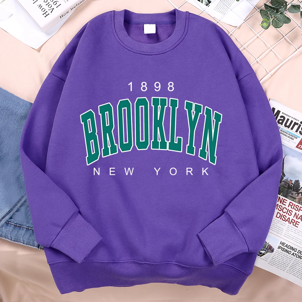 1898 Brooklyn New York Printing Clothes Man Pullover Fleece Sweatshirt Fashion Casual Loose Hoody Autumn Cartoon Women Hoodie