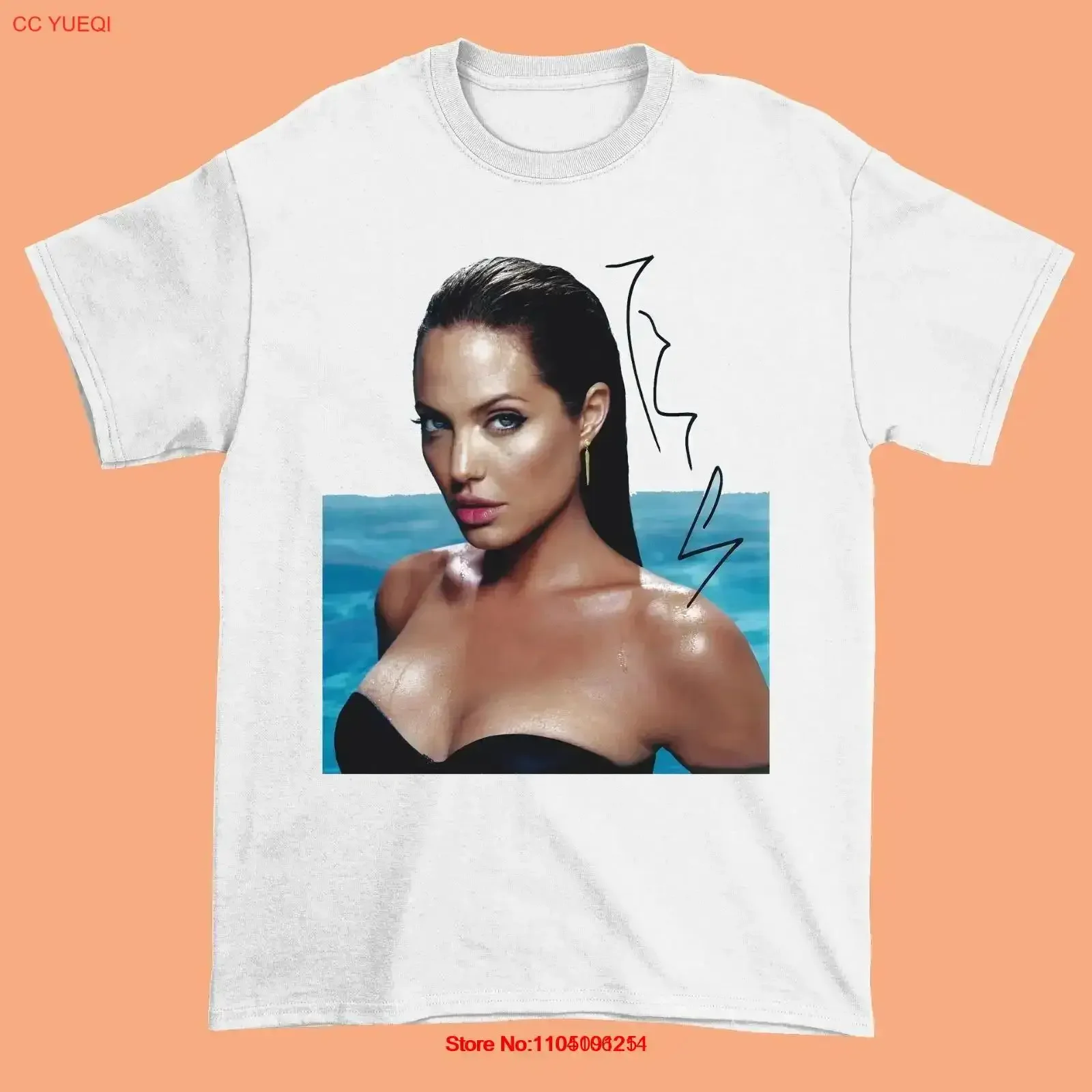 Angelina Jolie Белая футболка из плотного хлопка всех размеров для FAn SG180 винтажный стираный мягкий модный топ для повседневной носки